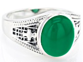 Green Onyx Sterling Silver Men's Ring