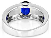 Blue Lab Created Spinel Rhodium Over Sterling Silver Men's Ring 1.38ct