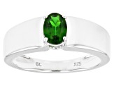 Green Chrome Diopside Rhodium Over Sterling Silver Men's Ring .76ct