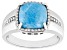 Blue Larimar Rhodium Over Sterling Silver Men's Ring