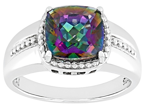 Multi-Color Quartz Rhodium Over Sterling Silver Men's Ring 3.83ct