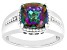 Multi-Color Quartz Rhodium Over Sterling Silver Men's Ring 3.83ct