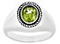 Green Peridot Rhodium Over Sterling Silver Men's Solitaire Ring 1.15ct
