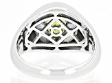 Green Peridot Rhodium Over Sterling Silver Men's Solitaire Ring 1.15ct