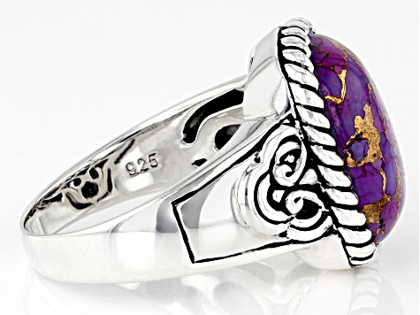 Purple Composite Turquoise Rhodium Over Sterling Silver Men's Ring