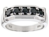 Black Spinel Rhodium Over Sterling Silver Men's Band Ring 1.20ctw