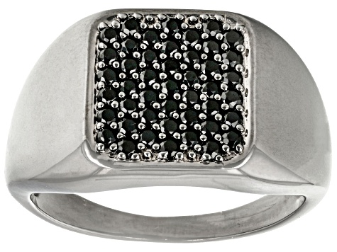 Black Spinel, Black Rhodium Over Sterling Silver Men's Ring 0.80ctw