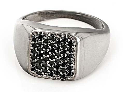 Black Spinel, Black Rhodium Over Sterling Silver Men's Ring 0.80ctw