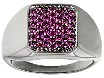 Picture of Red Lab Created Ruby, Black Rhodium Over Sterling Silver Men's Ring .81ctw