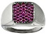 Red Lab Created Ruby, Black Rhodium Over Sterling Silver Men's Ring .81ctw