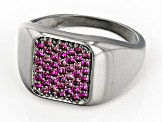 Red Lab Created Ruby, Black Rhodium Over Sterling Silver Men's Ring .81ctw