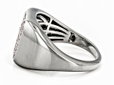 Red Lab Created Ruby, Black Rhodium Over Sterling Silver Men's Ring .81ctw