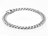 Blue Lab Created Sapphire Rhodium Over Sterling Silver Men's Bracelet .20ct