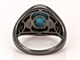 Blue Composite Turquoise, Black Rhodium Over Sterling Silver Solitaire Men's Ring