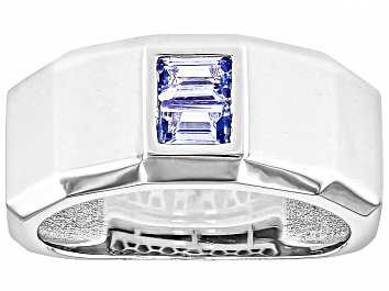 Picture of Blue Tanzanite Rhodium Over Sterling Silver Men's Ring 0.51ctw