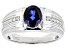 Blue Lab Created Sapphire with Zircon Rhodium Over Sterling Silver Men's Ring 2.28ctw