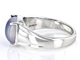 Blue Aurora Moonstone Rhodium Over Sterling Silver Men's Ring