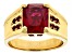 Lab Created Ruby 18k Yellow Gold Over Sterling Silver Men's Ring 6.73ctw