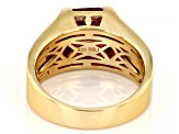Lab Created Ruby 18k Yellow Gold Over Sterling Silver Men's Ring 6.73ctw