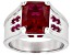 Lab Created Ruby Rhodium Over Sterling Silver Men's Ring 6.80ctw