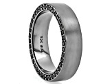 Black Spinel, Black Rhodium Over Sterling Silver Matte Finish Edge Eternity Wedding Band 1.36ctw