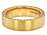 White Lab Created Sapphire 18k Yellow Gold Over Sterling Silver Matte Eternity Wedding Band 1.36ctw