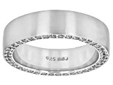 White Lab Created Sapphire Rhodium Over Sterling Silver Matte Finish Eternity Wedding Band 1.36ctw