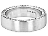 White Lab Created Sapphire Rhodium Over Sterling Silver Matte Finish Eternity Wedding Band 1.36ctw