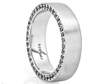 White Lab Created Sapphire Rhodium Over Sterling Silver Matte Finish Eternity Wedding Band 1.36ctw