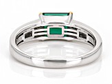 Green Lab Created Emerald With White Zircon Rhodium Over Sterling Silver Unisex Ring 1.43ctw