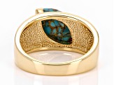 Marquise Composite Turquoise 18k Yellow Gold Over Sterling Silver Men's Ring