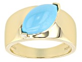 Marquise Sleeping Beauty Turquoise 18k Yellow Gold Over Sterling Silver Men's Ring