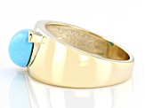Marquise Sleeping Beauty Turquoise 18k Yellow Gold Over Sterling Silver Men's Ring