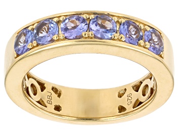 Picture of Round Tanzanite 18k Yellow Gold Over Sterling Silver Band Ring 1.53ctw