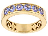 Round Tanzanite 18k Yellow Gold Over Sterling Silver Band Ring 1.53ctw