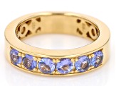 Round Tanzanite 18k Yellow Gold Over Sterling Silver Band Ring 1.53ctw