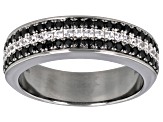 0.79ctw Round Black Spinel With 0.47ctw White Zircon Black Rhodium Over Sterling Silver Band Ring