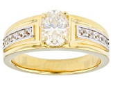 White Strontium Titanate 18k Yellow Gold Over Sterling Silver Men's Ring 1.79ctw