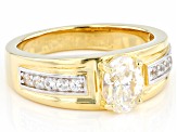 White Strontium Titanate 18k Yellow Gold Over Sterling Silver Men's Ring 1.79ctw