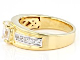 White Strontium Titanate 18k Yellow Gold Over Sterling Silver Men's Ring 1.79ctw