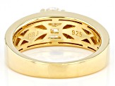 White Strontium Titanate 18k Yellow Gold Over Sterling Silver Men's Ring 1.79ctw
