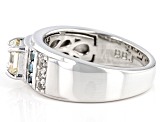 Candlelight Strontium Titanate Rhodium Over Sterling Silver Men's Ring 1.89ctw