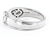 White Strontium Titanate Rhodium Over Sterling Silver Men's Band Ring 1.40ct