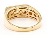 White Strontium Titanate 18k Yellow Gold Over Sterling Silver 3-Stone Men's Ring 1.14ctw