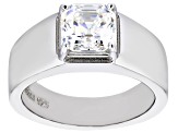 White Strontium Titanate Rhodium Over Sterling Silver Solitaire Ring 3.25ct