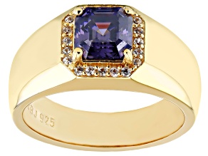 Purple Strontium Titanate 18k Yellow Gold Over Sterling Silver Men's Ring 2.55ctw