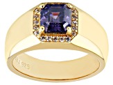 Purple Strontium Titanate 18k Yellow Gold Over Sterling Silver Men's Ring 2.55ctw