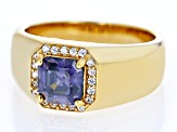 Purple Strontium Titanate 18k Yellow Gold Over Sterling Silver Men's Ring 2.55ctw