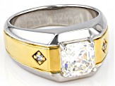 White Strontium Titanate Rhodium & 18k Yellow Gold Over Sterling Silver Ring 3.33ctw