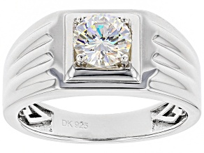 White Strontium Titanate Rhodium Over Sterling Silver Solitaire Ring 1.75ct